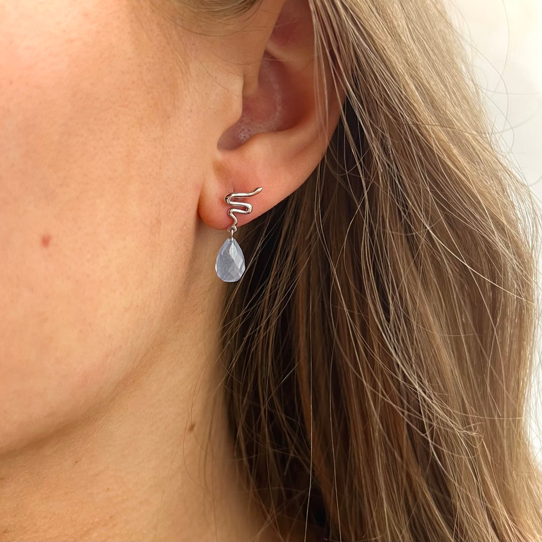 SANIYA - Earrings Silver &amp; Blue Crystal