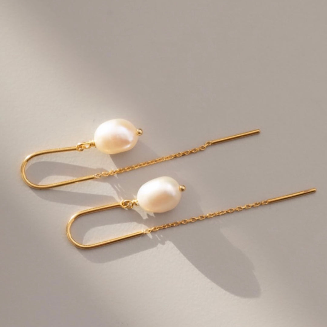Caley - Chain earrings with pearl Gold plated