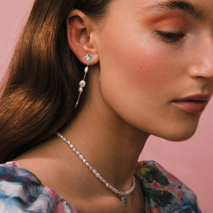 Caley - Long earrings Silver