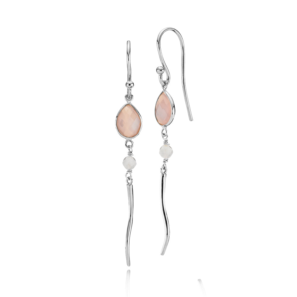 Marie - Earrings Silver with pink chalcedony and quartz