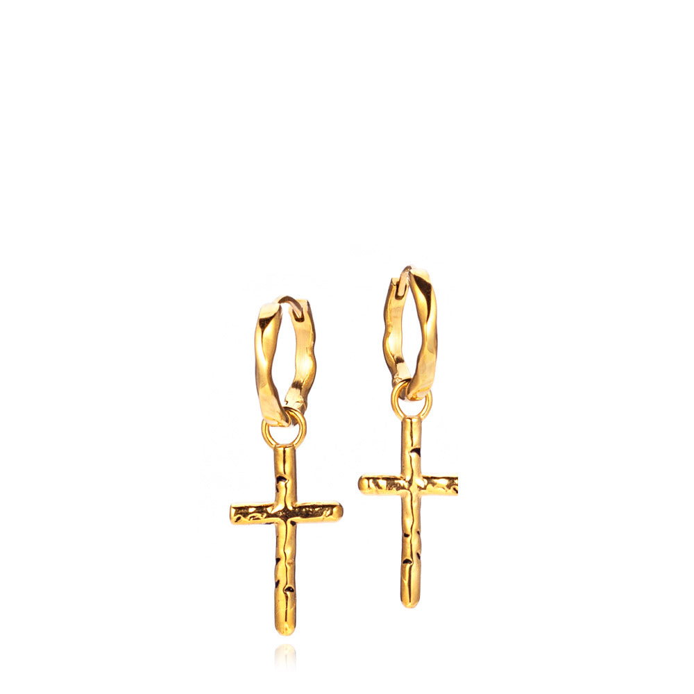 Cross - Earrings Gold plated