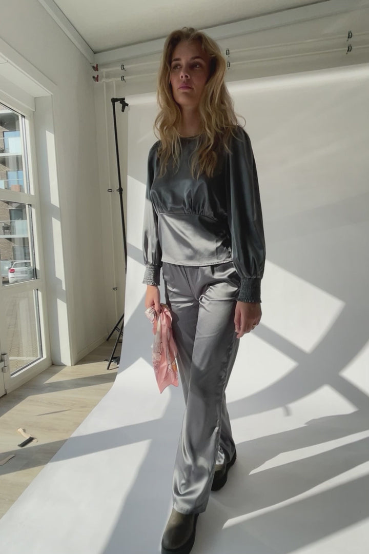 Anne Plejdrup x Sistie Long-sleeved blouse in Greyblue