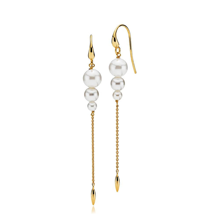 MISS PEARL - Earhook shiny gold pl. silver. freshwater pearl