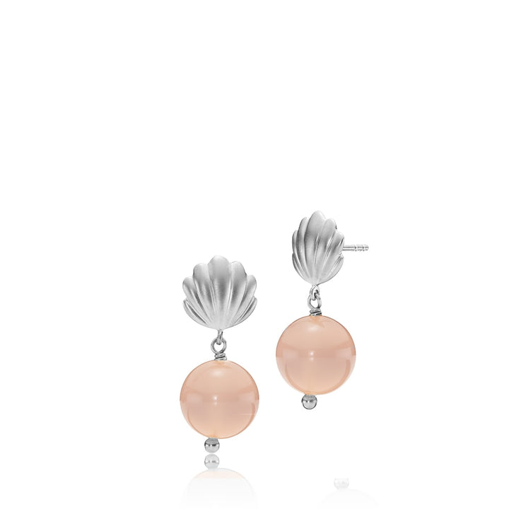 Isabella - Earrings in matt sterling silver with pink chalcedony