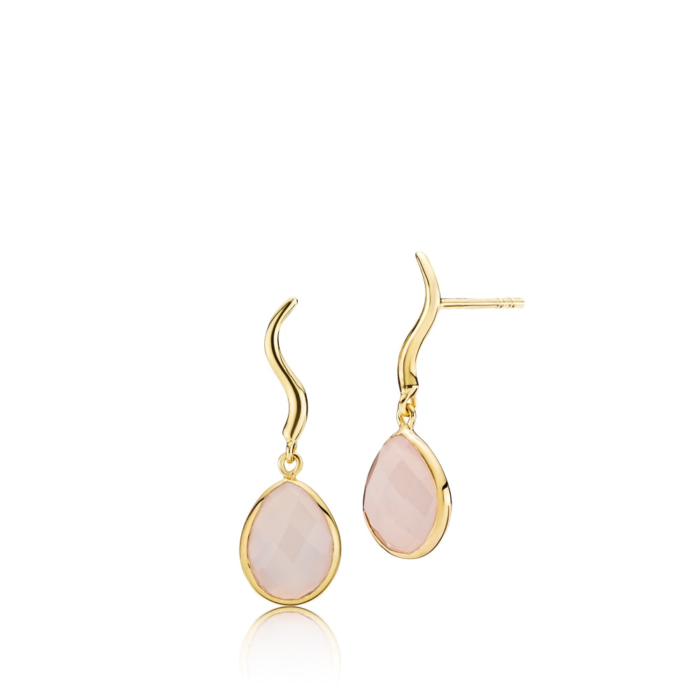 Marie - Earrings Gilded with pink chalcedony