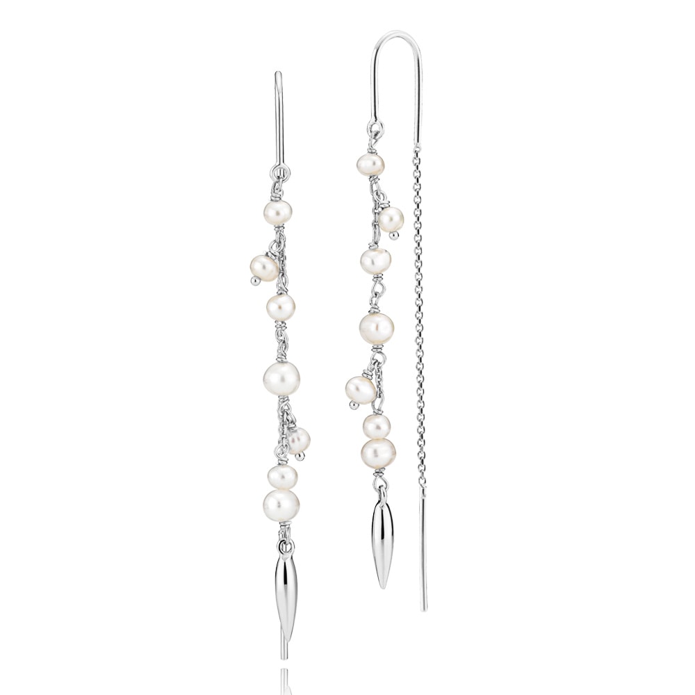 Majesty - Long earring with freshwater pearls Silver