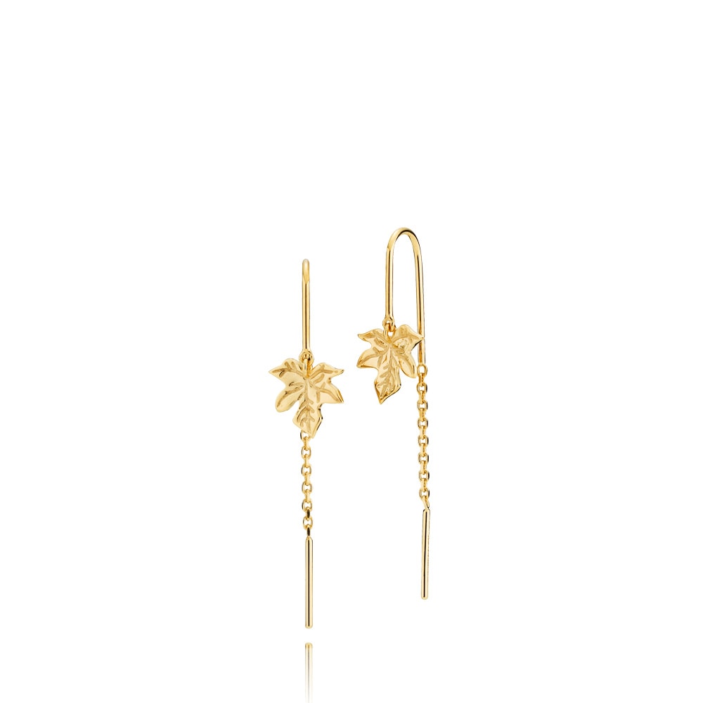 Caley - Chain earrings with leaf Gold plated