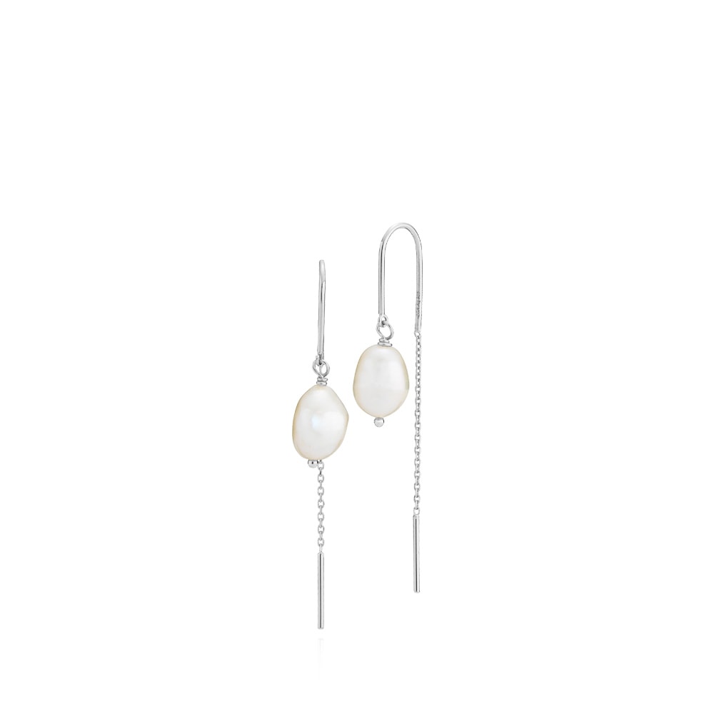 Caley - Chain earrings with pearl Silver