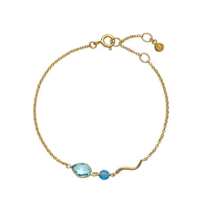 Marie - Bracelet, Gold-plated with aqua blue crystal glass and quartz