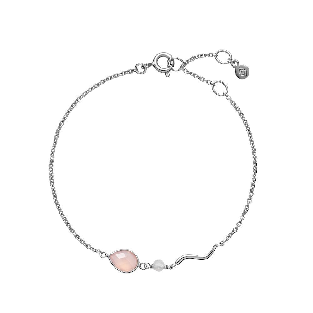 Marie - Bracelet, Silver with pink chalcedony and quartz
