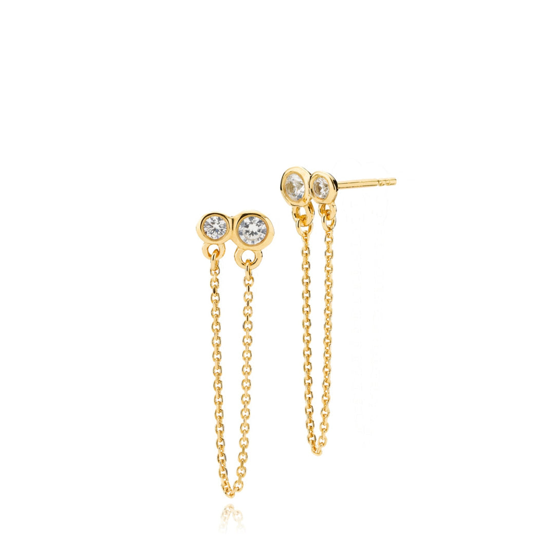 Metis - Chain earring Gold-plated with zircon