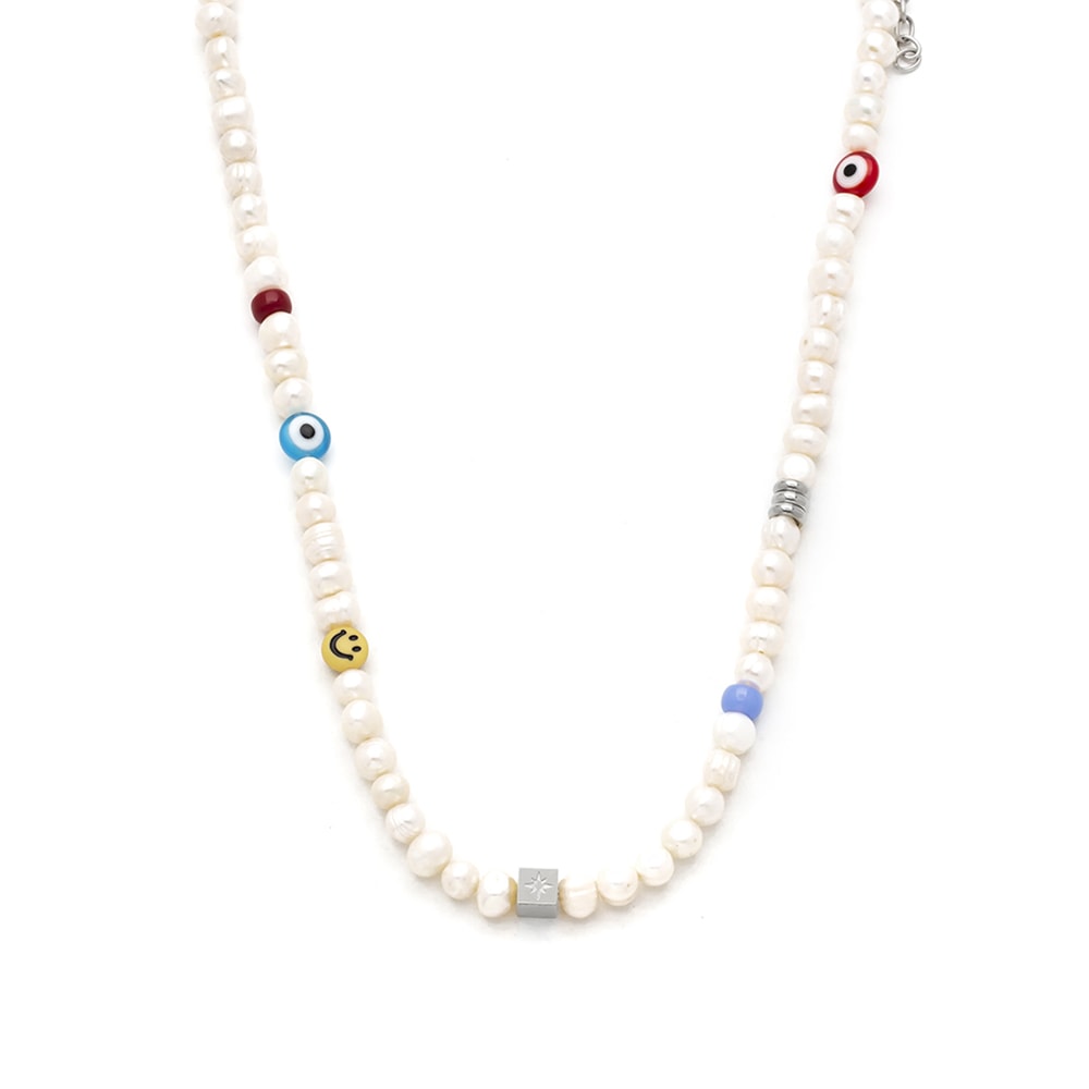 Smile - Necklace with mixed pearls