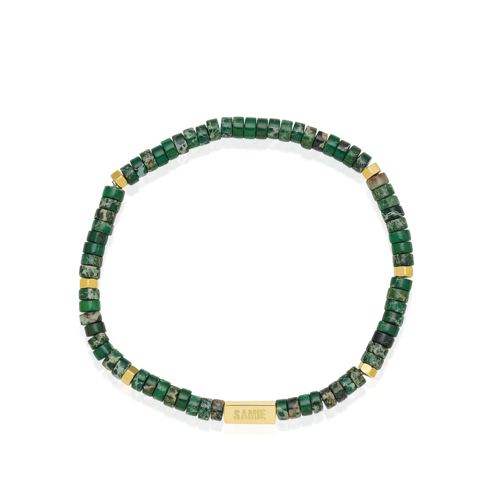 Evolution - Slim armbånd med grønne perler