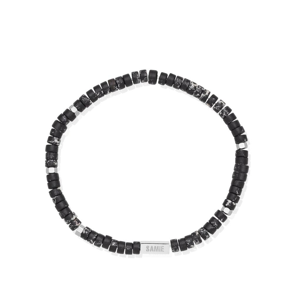 Evolution - Slim bracelet with black pearls