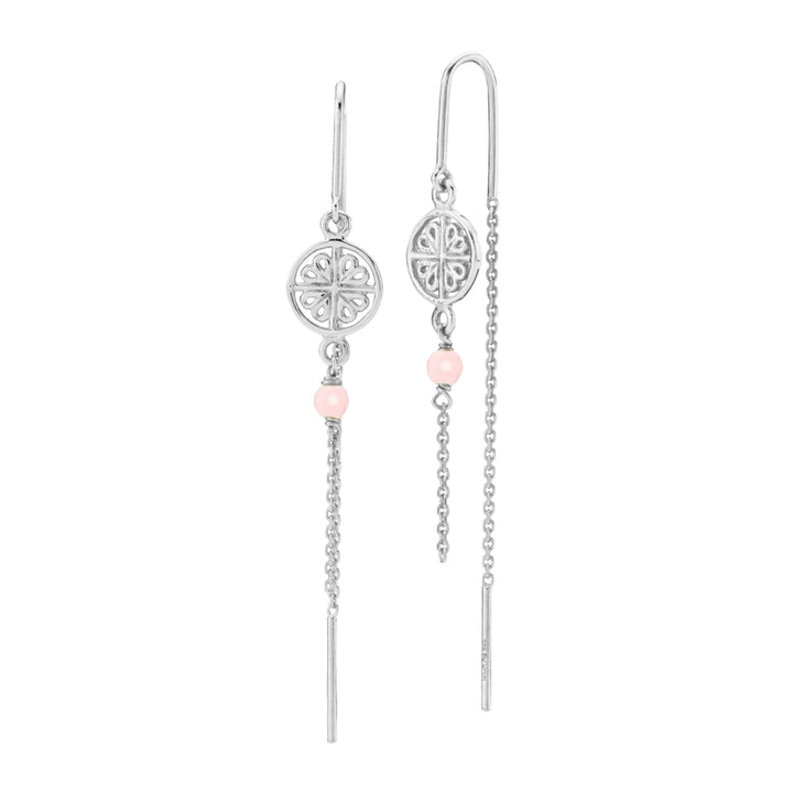Balance - Kæde ørering Sølv med pink resin perle