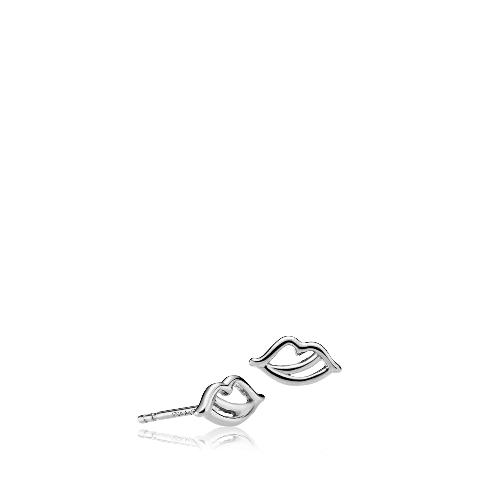THE KISS - Earring shiny rhodium pl. recycled silver