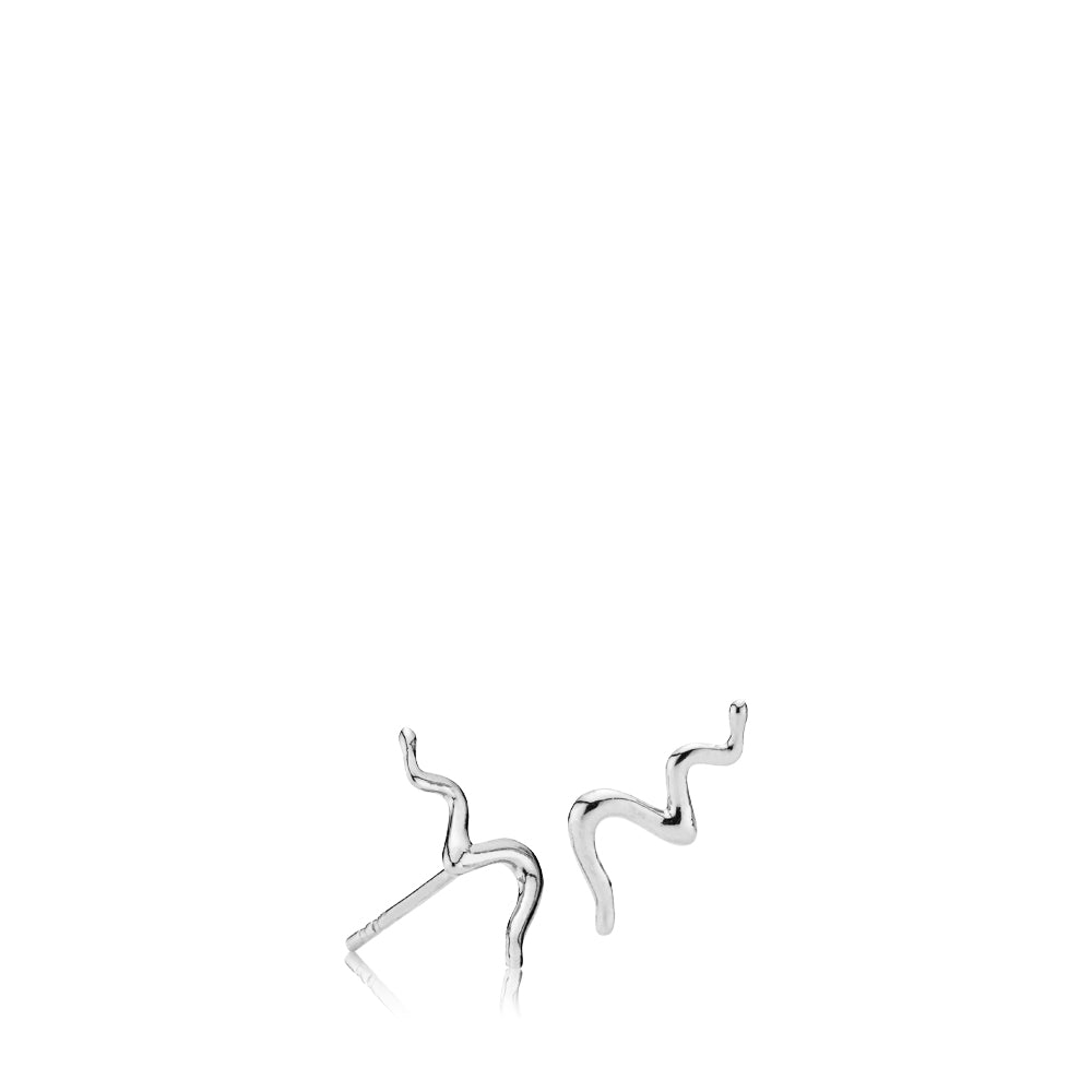 YOUNG ONE SNAKE - Earstud shiny rhodium pl. recycled silver