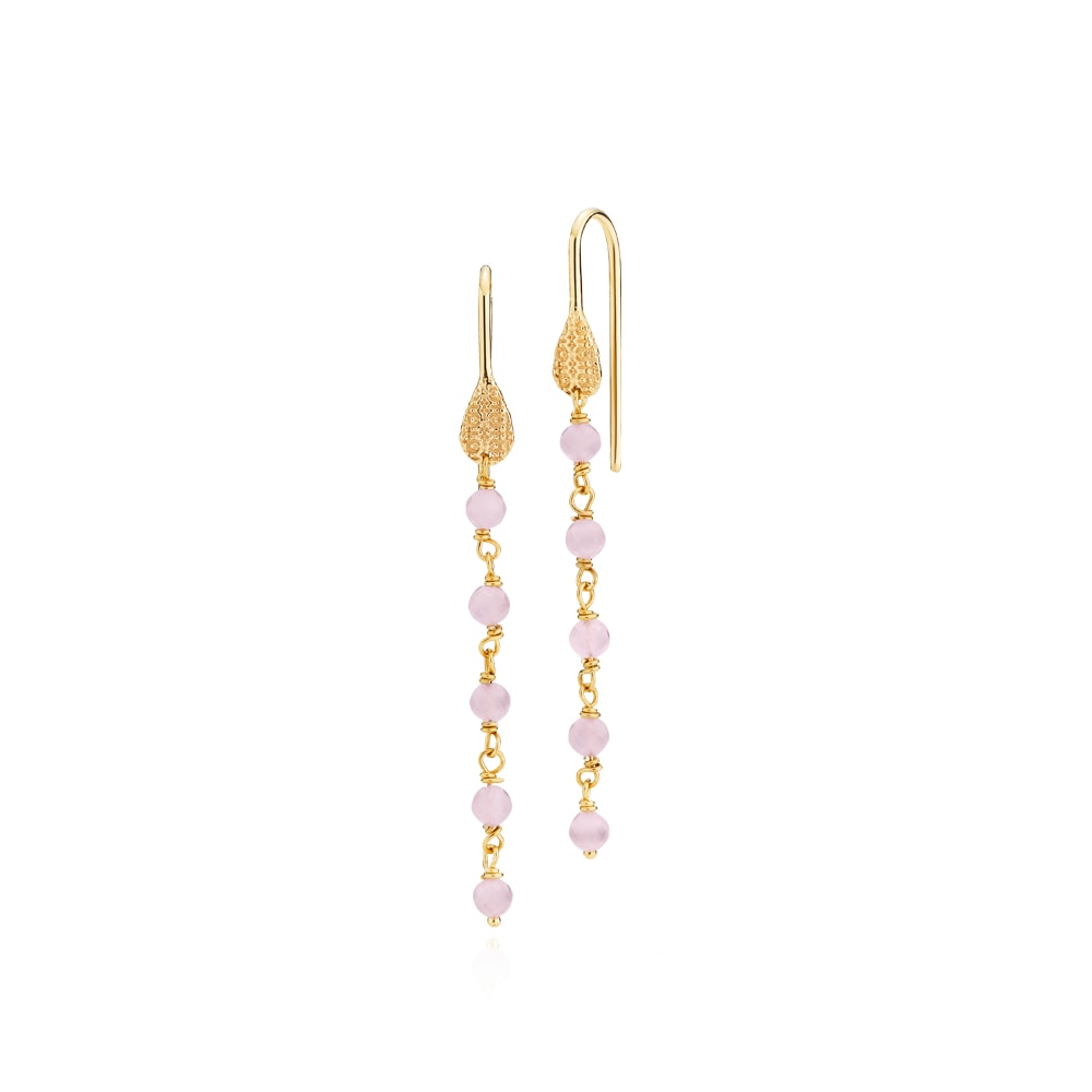 Boheme - Long earring pink Gold plated