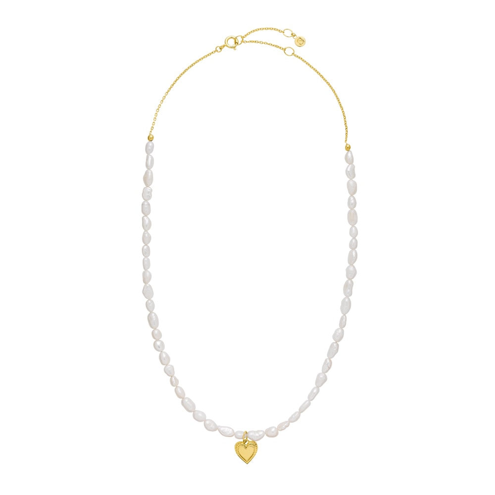 Anne Sofie Krab x Sistie - Pearl necklace with heart Gold plated